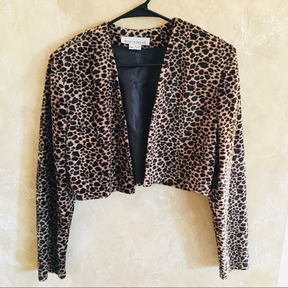 Miss Ashlee Cropped Faux Fur Animal Print Jacket